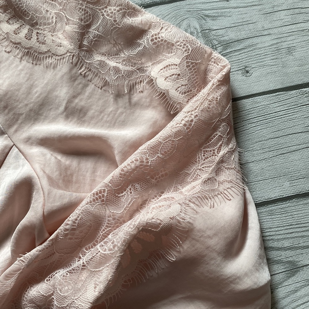 Express Lace Pieced V-Neck Popover in Pale Peony Size Large - Picture 4 of 9